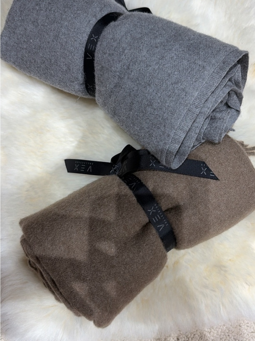 Men's Wool Blend Scarf - Gray and Brown